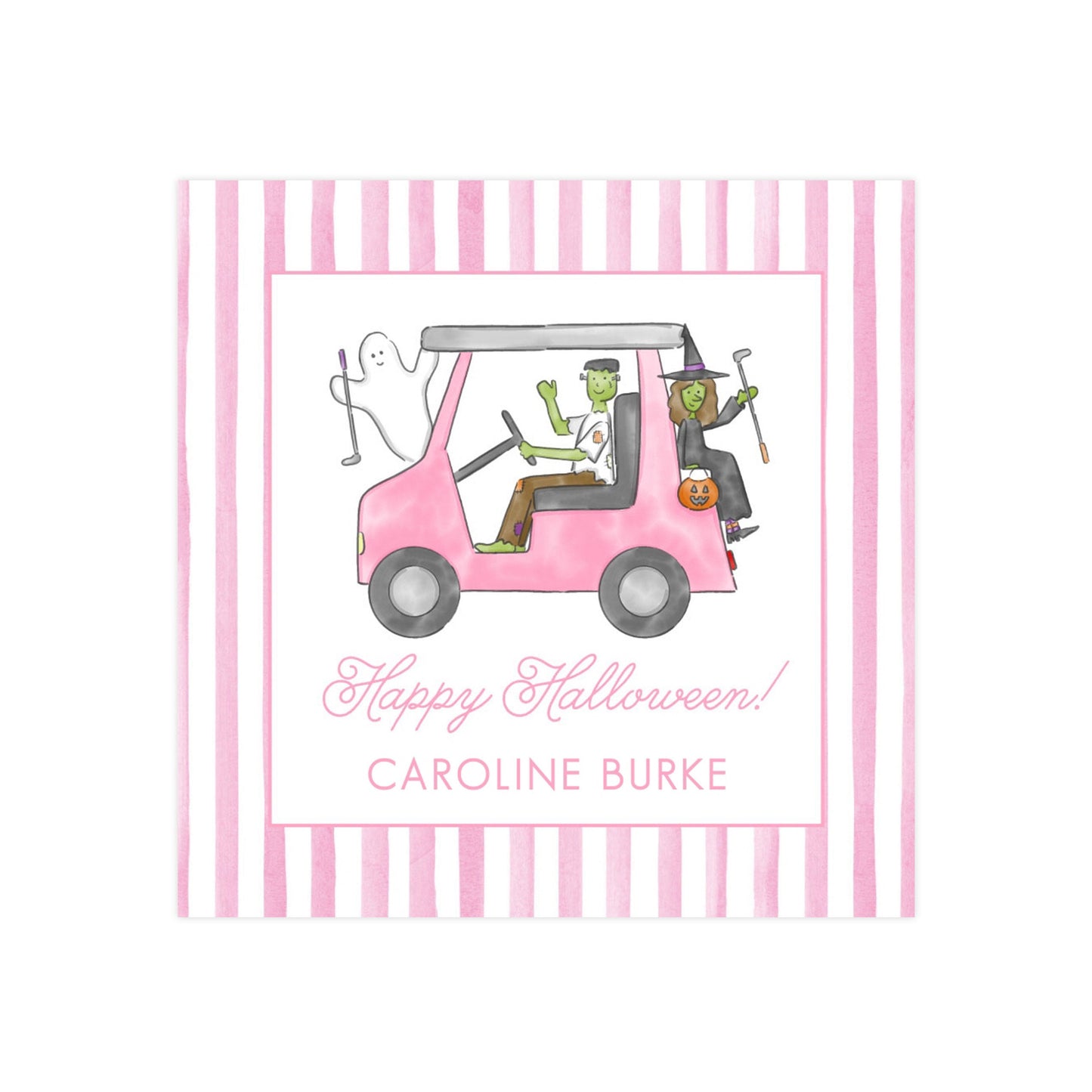 HALLOWEEN PINK GOLF CART | GIFT TAGS & STICKERS