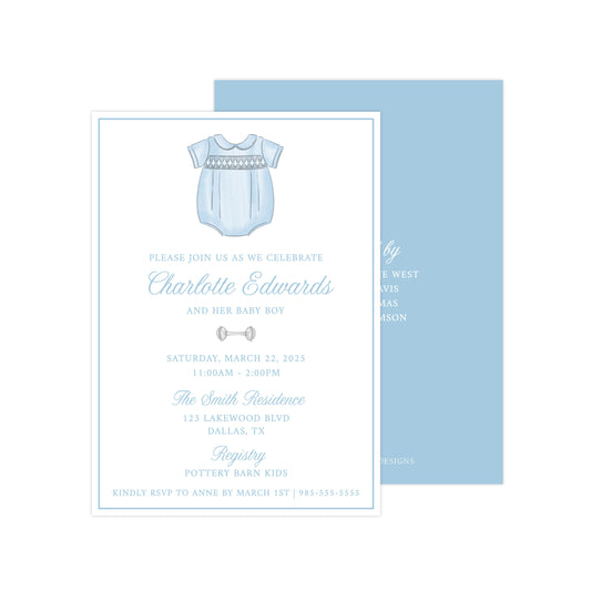 BLUE SMOCKED BUBBLE | BABY SHOWER INVITATION