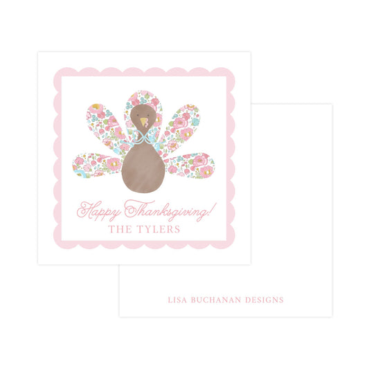 PINK FLORAL TURKEY | GIFT TAGS & STICKERS