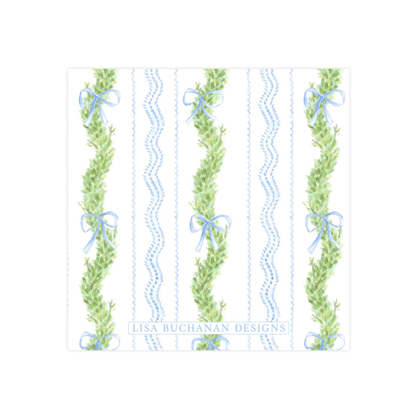 BLUE BOW & GARLAND WREATH | CHRISTMAS GIFT TAGS