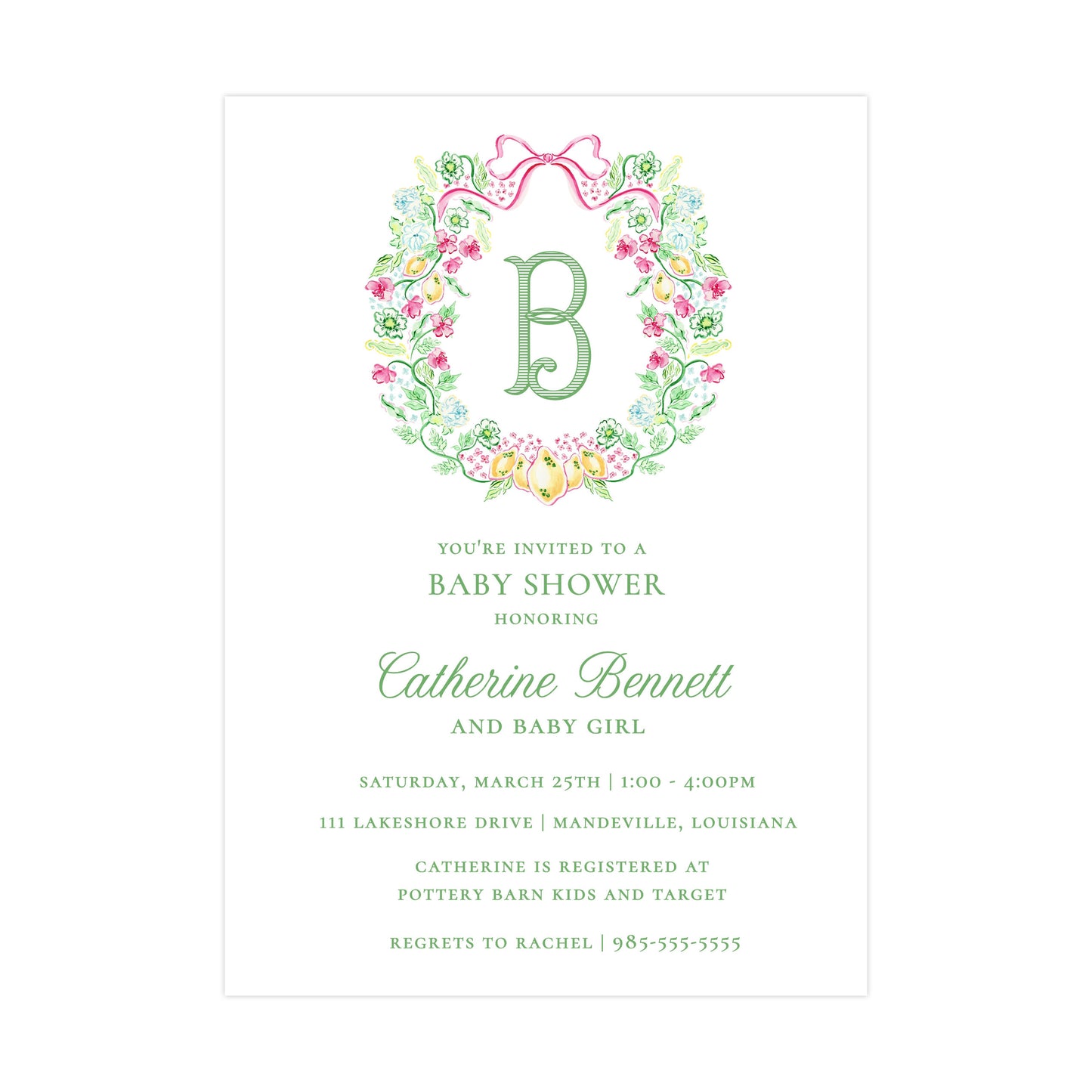 LIVE, LAUGH, LILY CREST | BABY SHOWER INVITATION