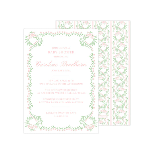 PINK FESTIVE CHINOISERIE | BABY SHOWER INVITATION