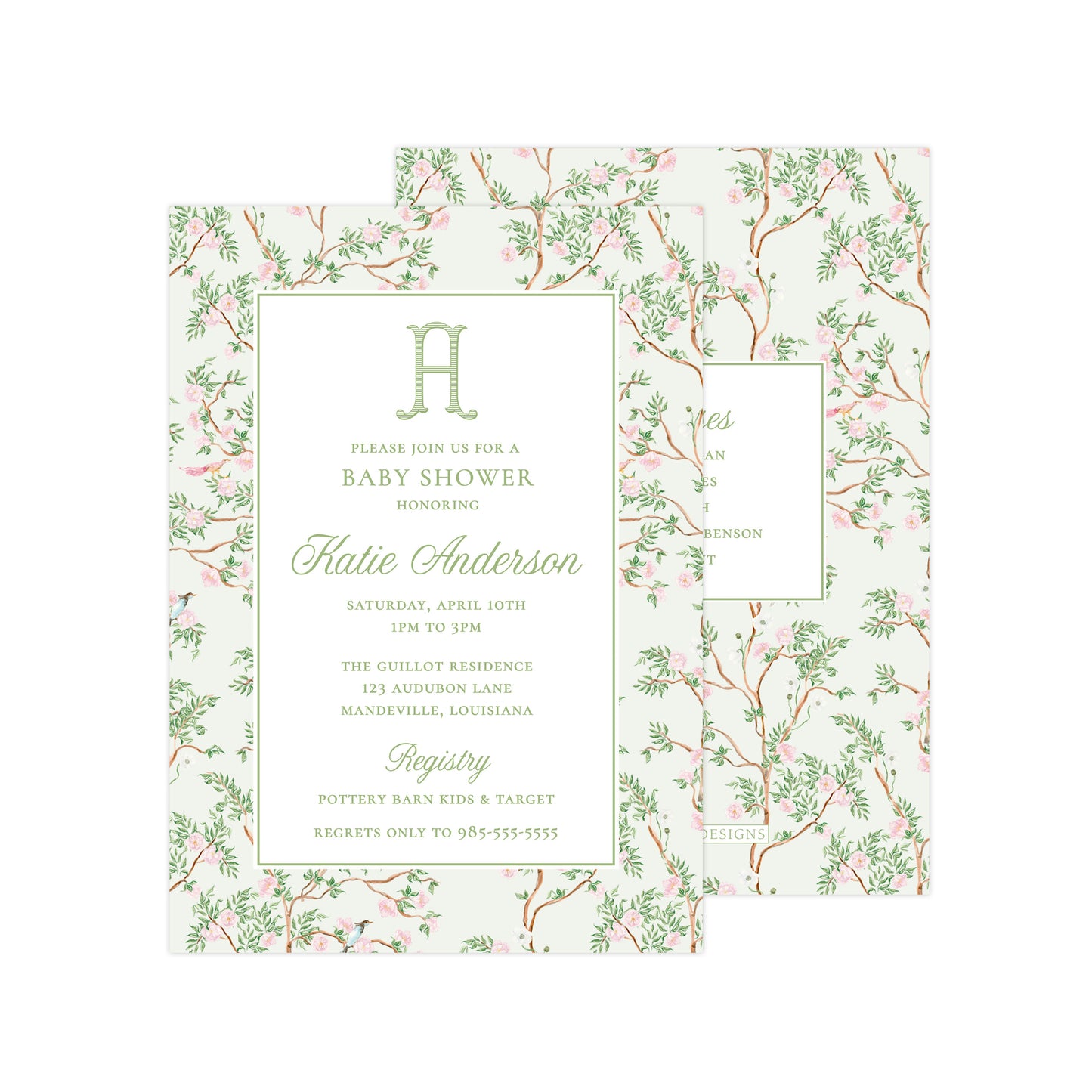 GREEN CHINOISERIE | BABY SHOWER INVITATION