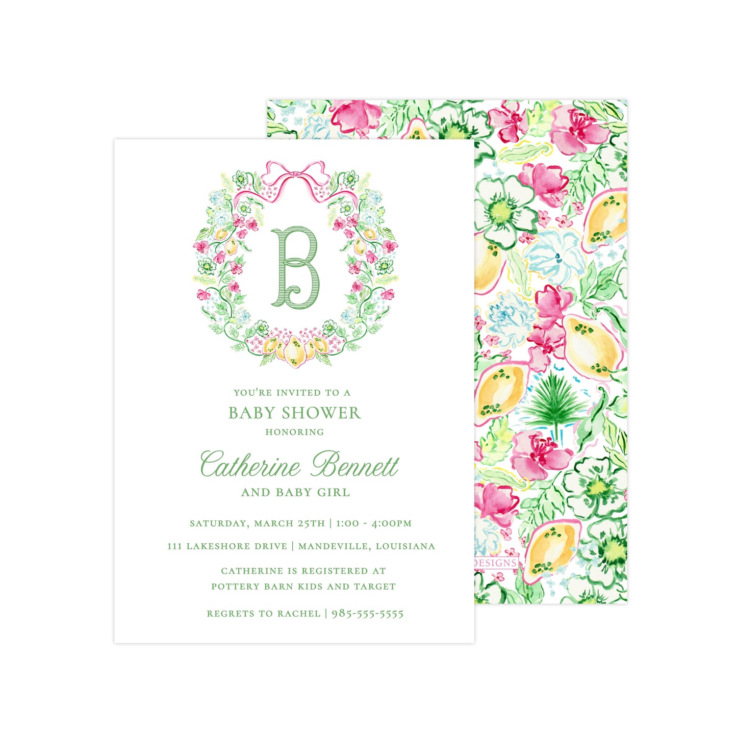 LIVE, LAUGH, LILY CREST | BABY SHOWER INVITATION