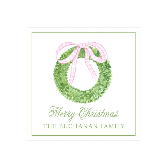 PINK BOW & GARLAND WREATH | CHRISTMAS GIFT TAGS