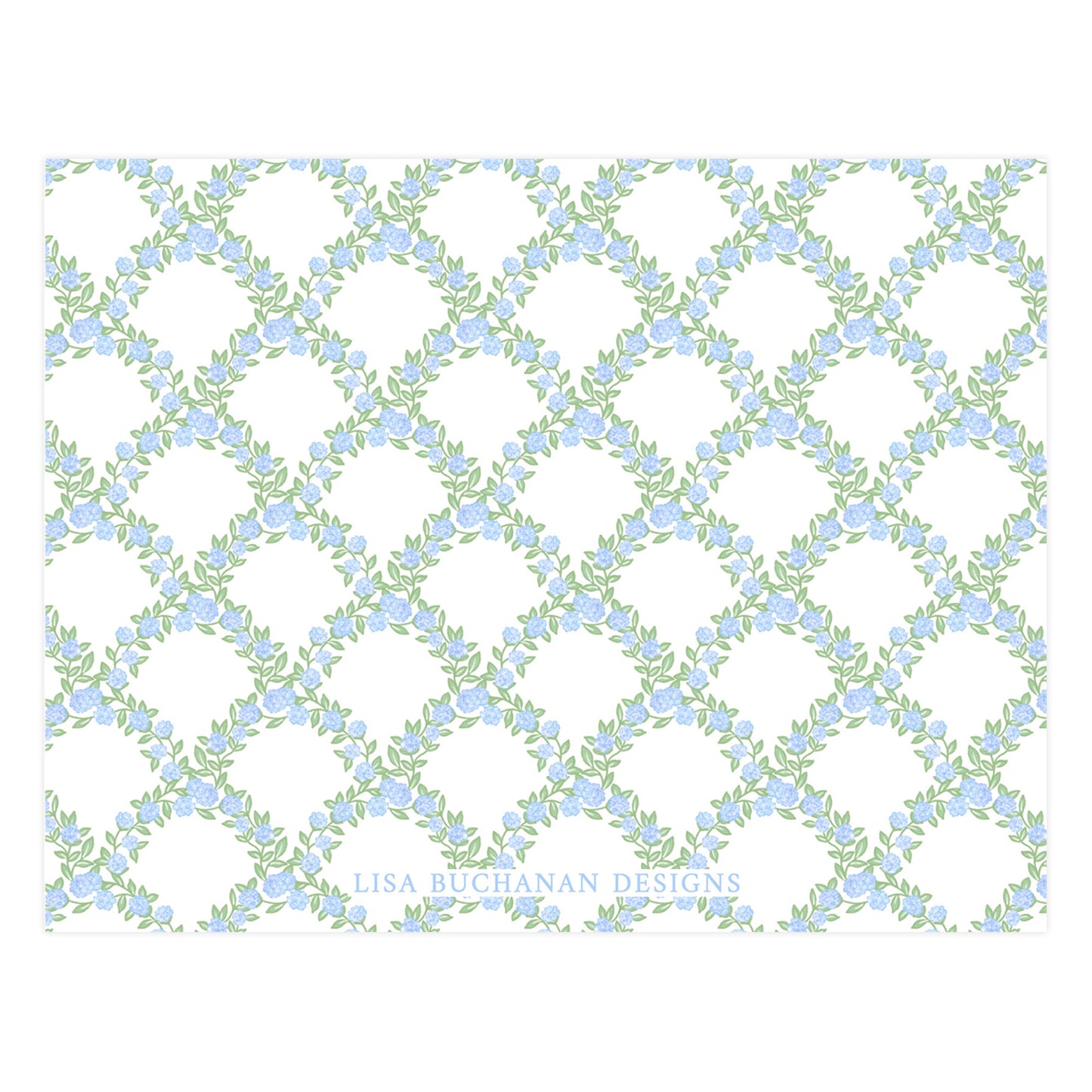 BLUE FLORAL TRELLIS | NOTE CARDS