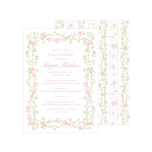 WILD FLOWER PINK FRAME | BABY SHOWER INVITATION