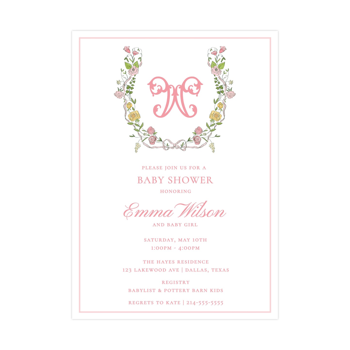 ROMANTIC CREST | BABY SHOWER INVITATION
