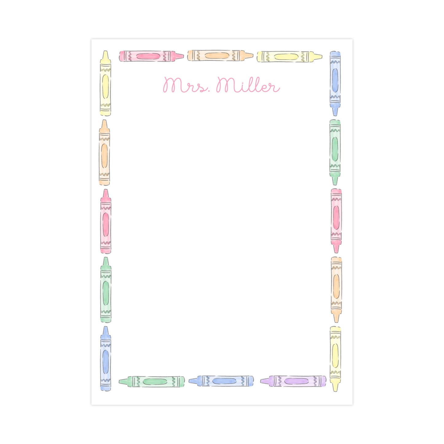 PASTEL CRAYONS BORDER | 5" X 7" NOTEPAD