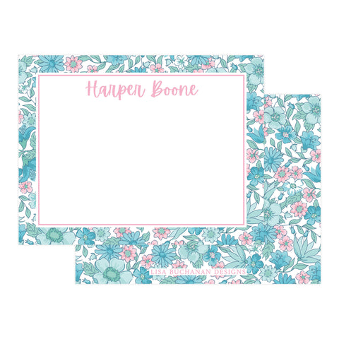 TURQUOISE FLORAL | NOTE CARDS