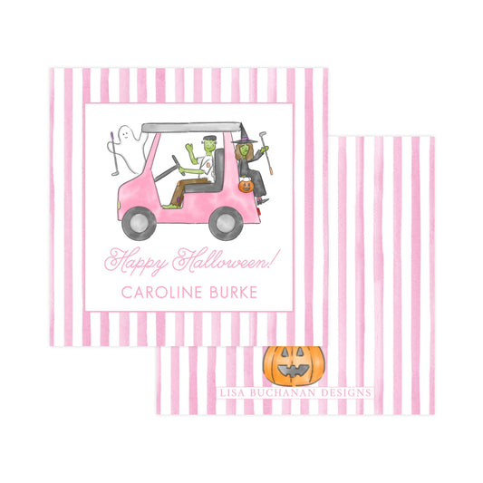 HALLOWEEN PINK GOLF CART | GIFT TAGS & STICKERS
