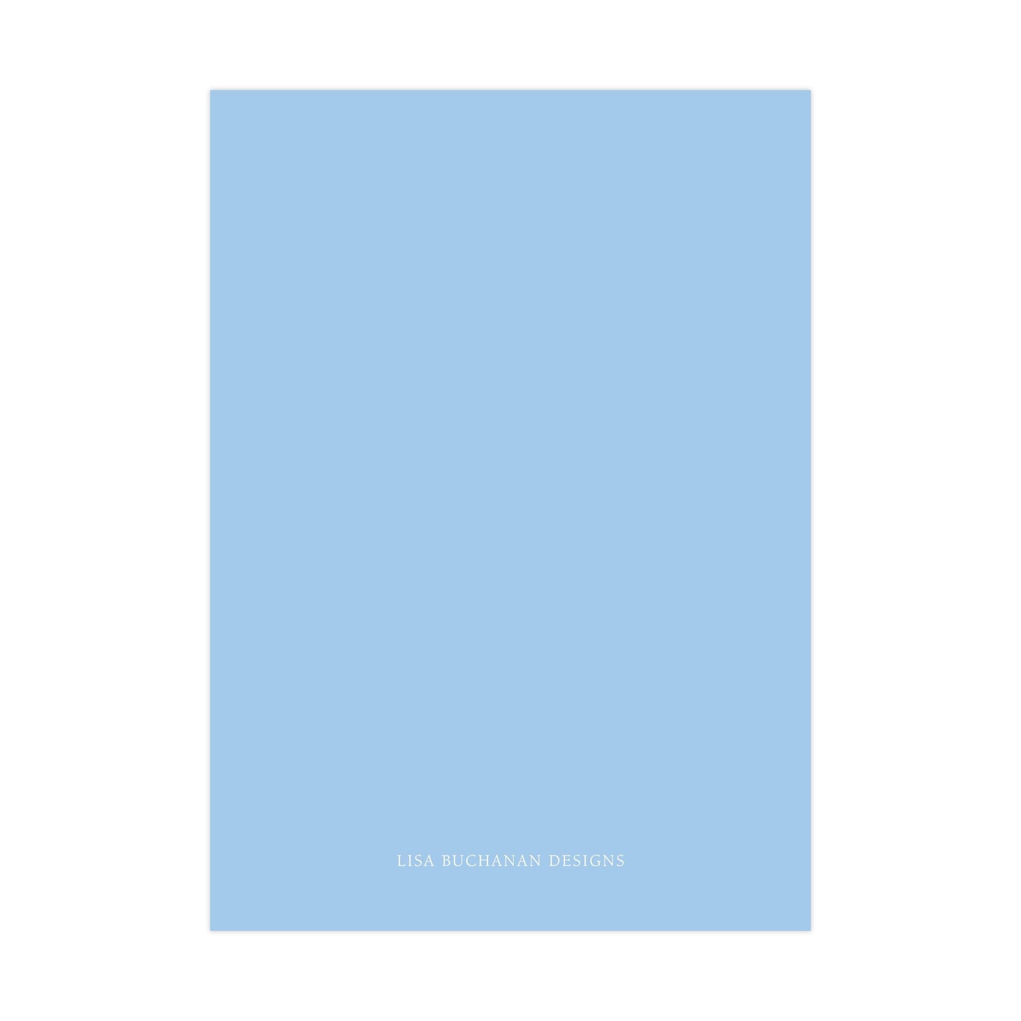 A plain, light blue background with the text "LISA BUCKAN DESIGNS" at the bottom.