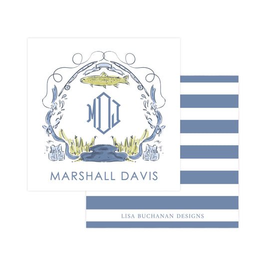 FLY FISHING CREST (BLUE & GREEN) | GIFT TAGS OR STICKERS