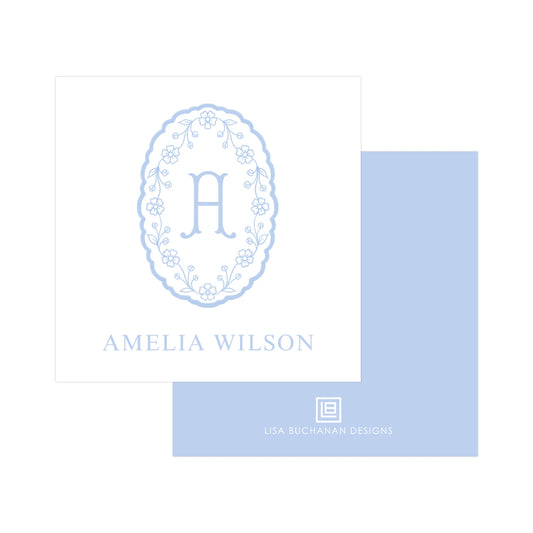 BLUE WAVY FLORAL FRAME | GIFT TAGS OR STICKERS