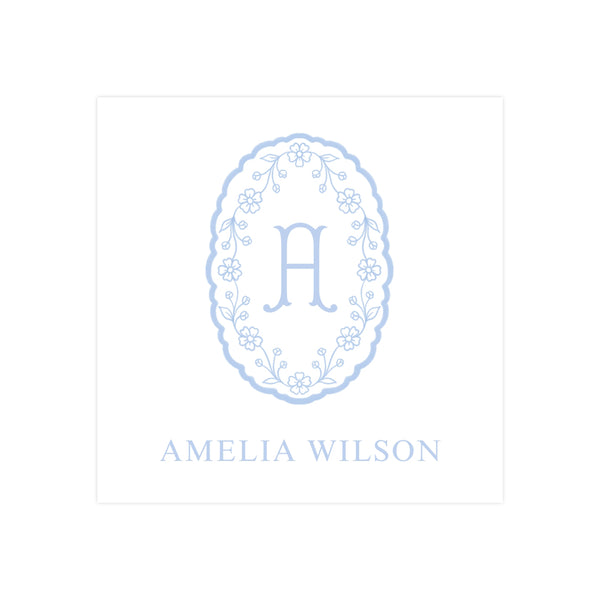 BLUE FLORAL MONOGRAM | GIFT TAGS & STICKERS