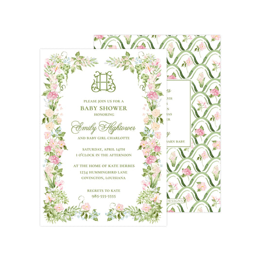 BLUSHING BIRDBATH | BABY SHOWER INVITATIONS
