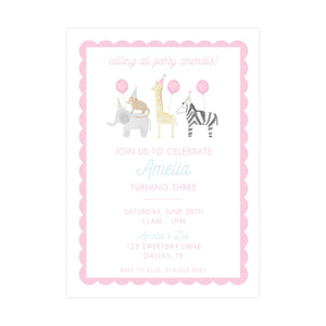 PINK PARTY ANIMALS | INVITATIONS