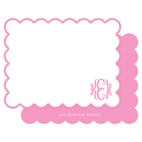PINK MONOGRAM SCALLOP | NOTE CARDS