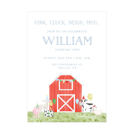 BOY FARM BIRTHDAY INVITATION | EDITABLE/PRINTABLE