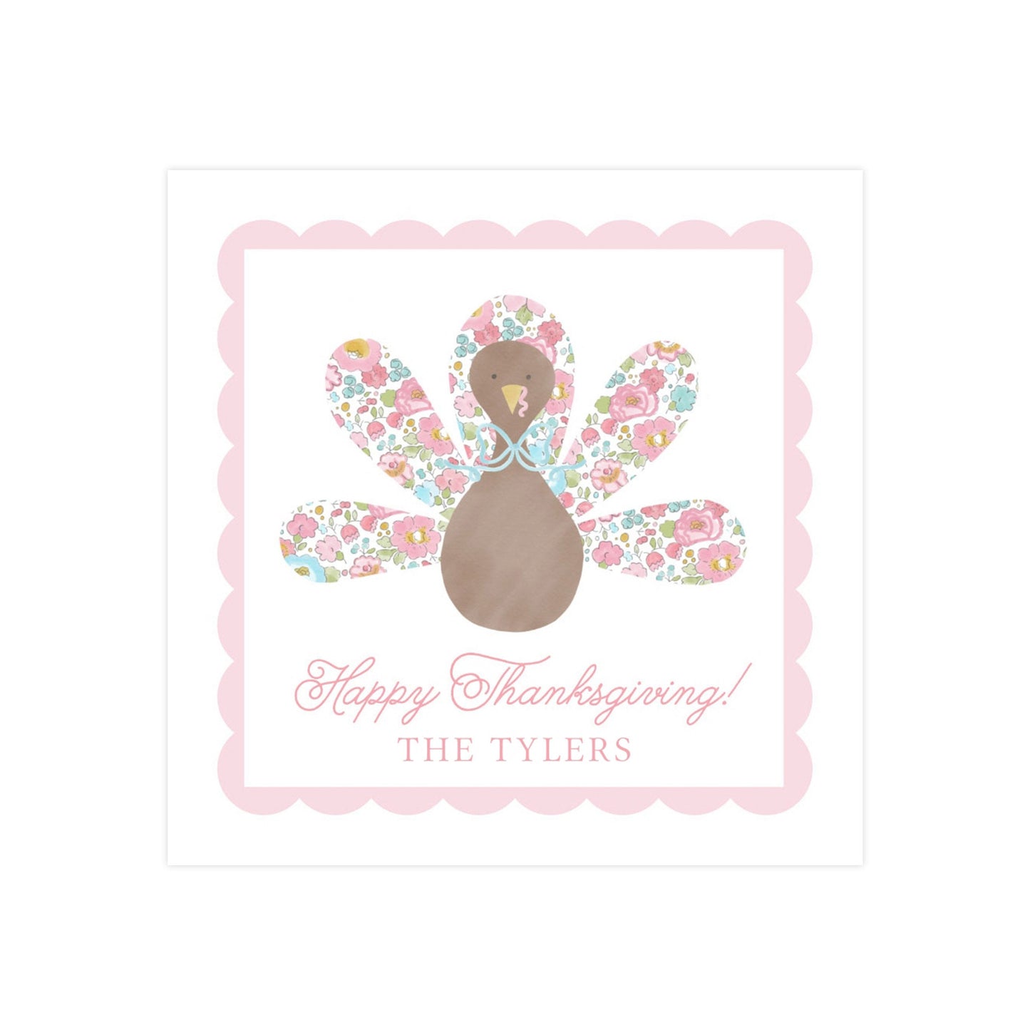 PINK FLORAL TURKEY | GIFT TAGS & STICKERS