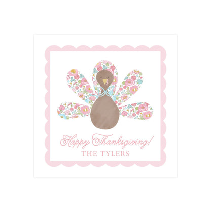 PINK FLORAL TURKEY | GIFT TAGS & STICKERS