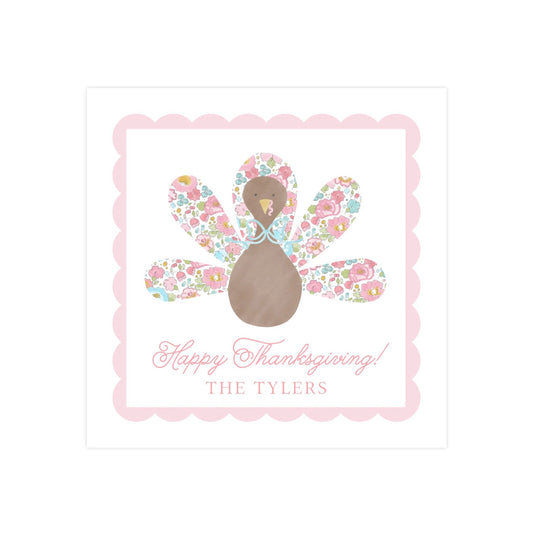 PINK FLORAL TURKEY | GIFT TAGS & STICKERS
