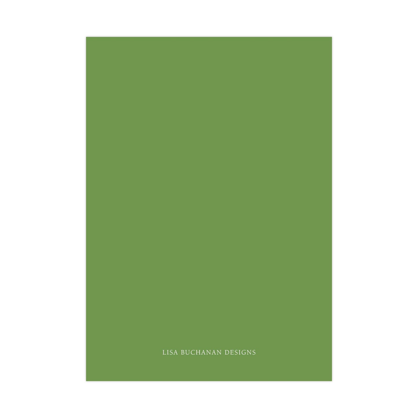 A plain green square with the text "LISA BUCKAN DESIGNS" written in white at the bottom.