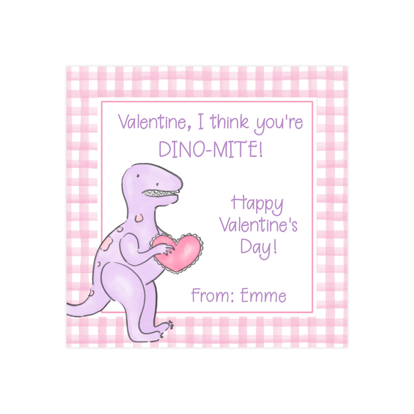 PURPLE DINO WITH HEART VALENTINE