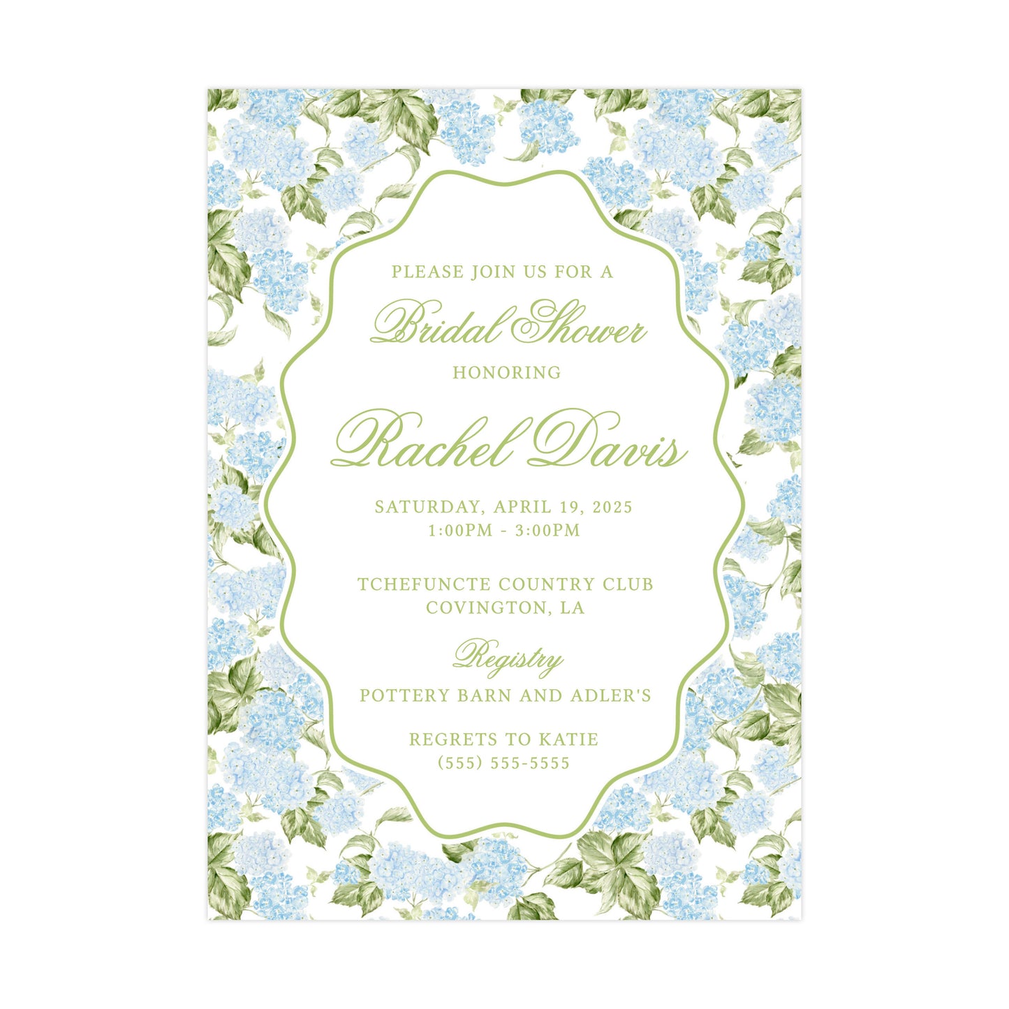 BLUE HYDRANGEA | BRIDAL SHOWER INVITATION