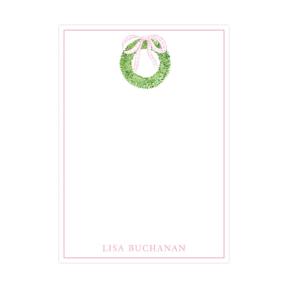 PINK GINGHAM BOXWOOD WREATH | 5" X 7" NOTEPAD