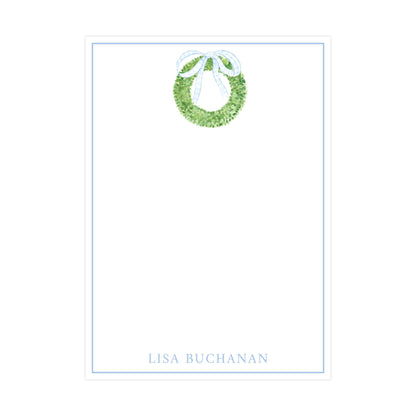 BLUE GINGHAM BOXWOOD WREATH | 5" X 7" NOTEPAD