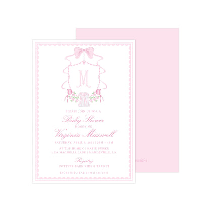 PINK HEIRLOOM CREST | BABY SHOWER INVITATION