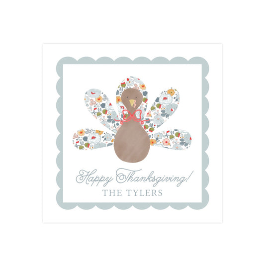 PINK FLORAL TURKEY | GIFT TAGS & STICKERS