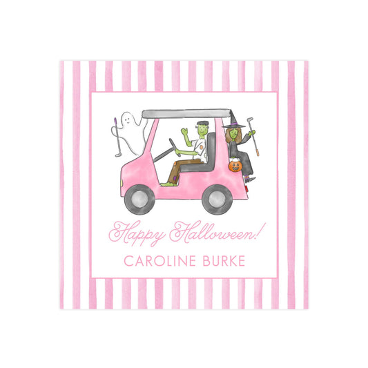 HALLOWEEN PINK GOLF CART | GIFT TAGS & STICKERS