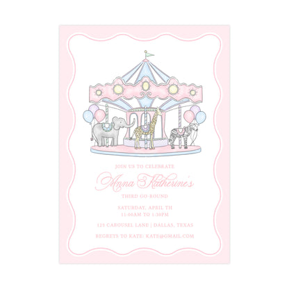 CAROUSEL BIRTHDAY (PINK) | INVITATIONS