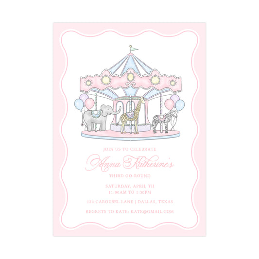 CAROUSEL BIRTHDAY (PINK) | INVITATIONS