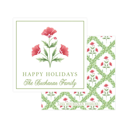 RED FLORAL LATTICE | CHRISTMAS GIFT TAGS