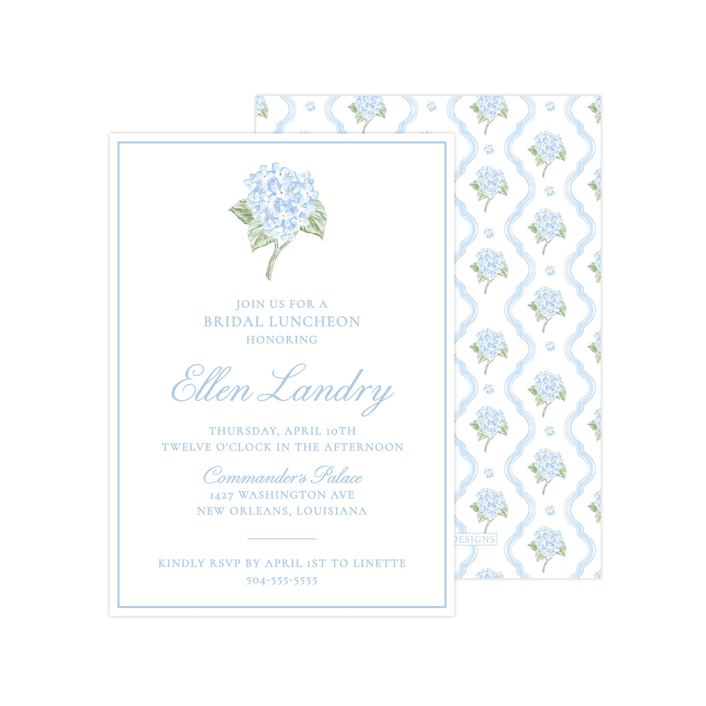 BLUE HYDRANGEAS | BRIDAL SHOWER INVITATION