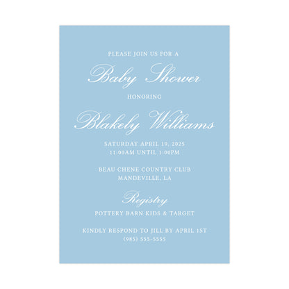 SIMPLE BLUE (TEXT ONLY) | BABY SHOWER INVITATION