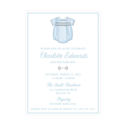 BLUE SMOCKED BUBBLE | BABY SHOWER INVITATION