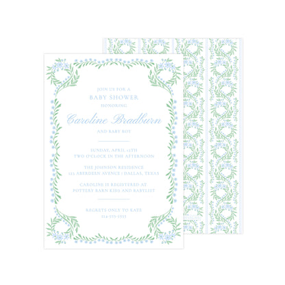 BLUE FESTIVE CHINOISERIE | BABY SHOWER INVITATION