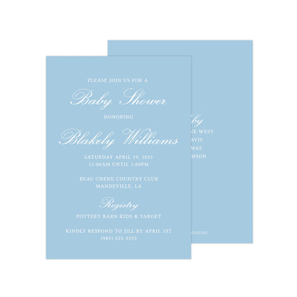 SIMPLE BLUE (TEXT ONLY) | BABY SHOWER INVITATION