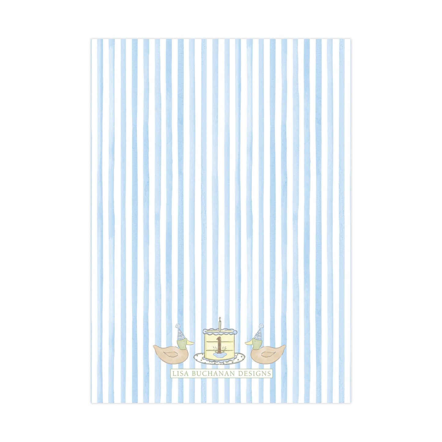 ONE LUCKY DUCK BLUE BORDER | INVITATION