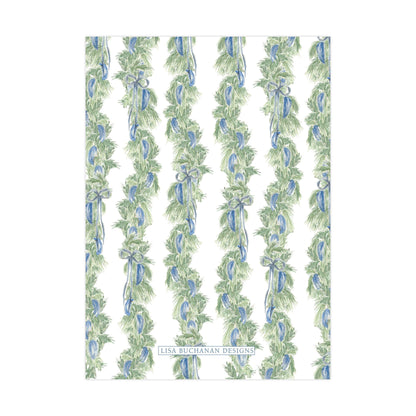 a repeating pattern of green and blue leaves arranged in a vertical line, creating a visually appealing and harmonious design.