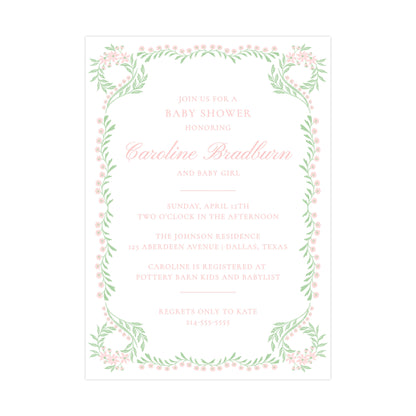 PINK FESTIVE CHINOISERIE | BABY SHOWER INVITATION