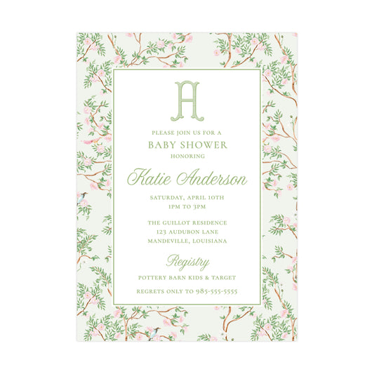 GREEN CHINOISERIE | BABY SHOWER INVITATION