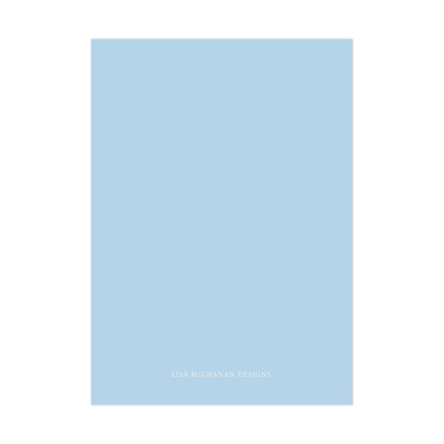 A plain, light blue background with the text "LISA BUCKAN DESIGNS" at the bottom.