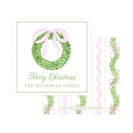 PINK BOW & GARLAND WREATH | CHRISTMAS GIFT TAGS