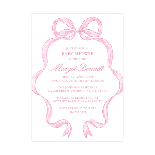 BIG PINK BOW FRAME | BABY SHOWER INVITATION