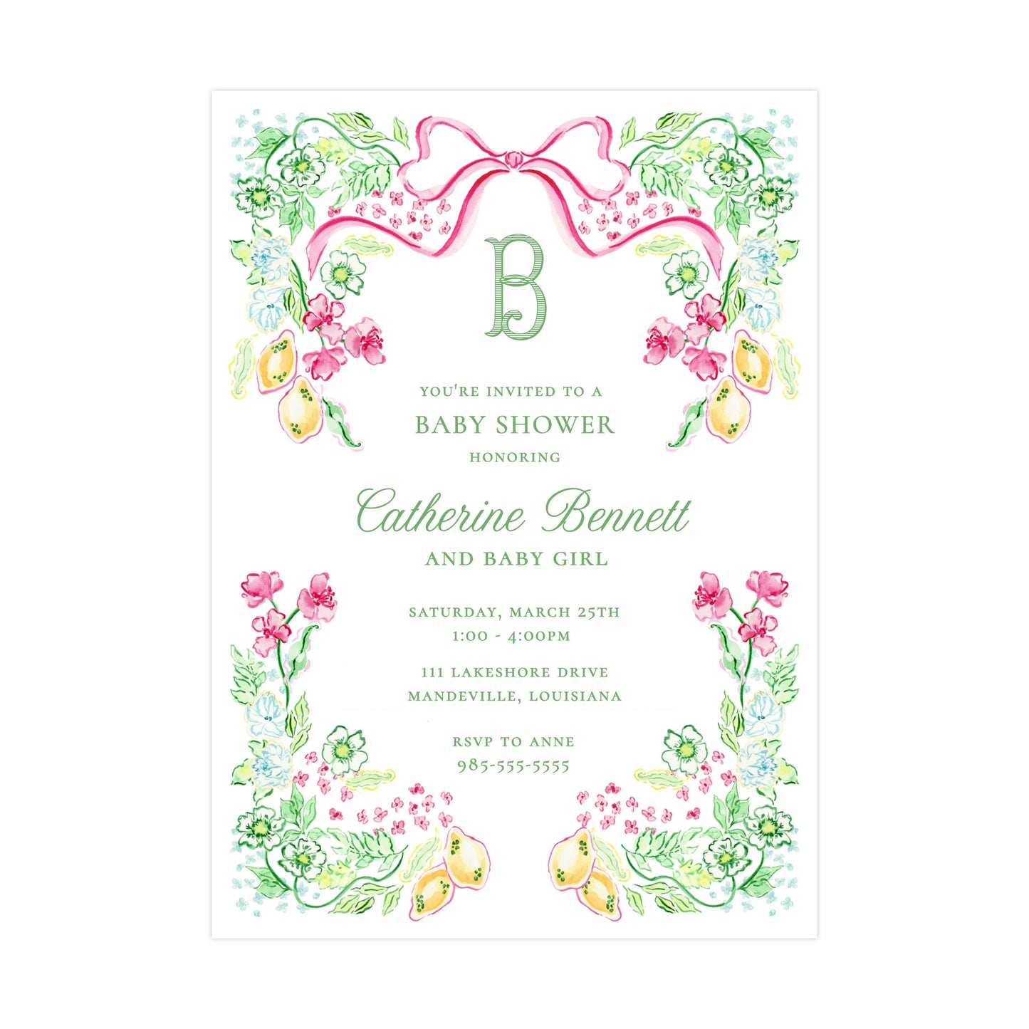 LIVE, LAUGH, LILY FRAME | BABY SHOWER INVITATION